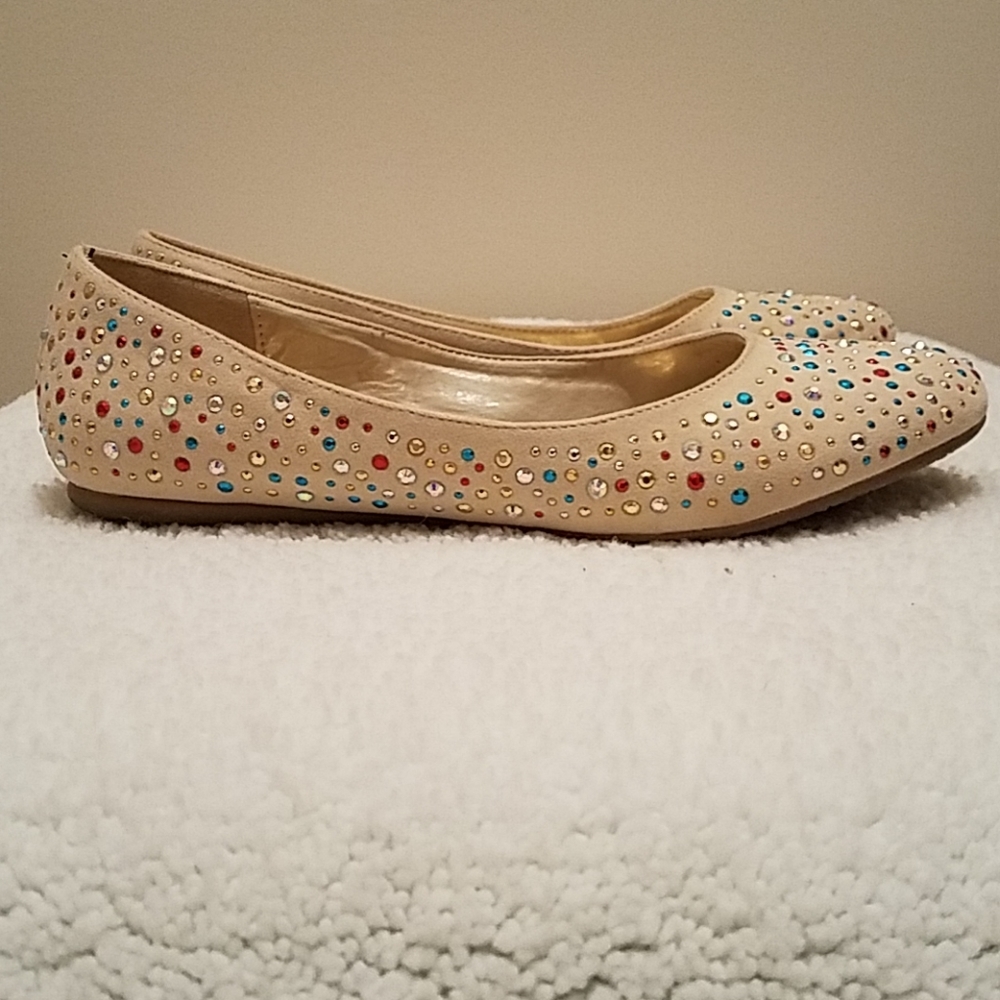 Alba Cream/Multicolor Rhinestone Flat Shoes - Picture 2 of 7